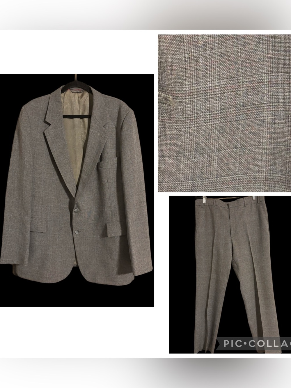 Rare Find! USA Vintage Levi's Men’s Gray Glen Plaid 2 Piece Suit 46R - 38/32